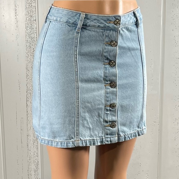 *Forever 21 Women's Denim Button Down Mini Skirt Sz M - Picture 8 of 11